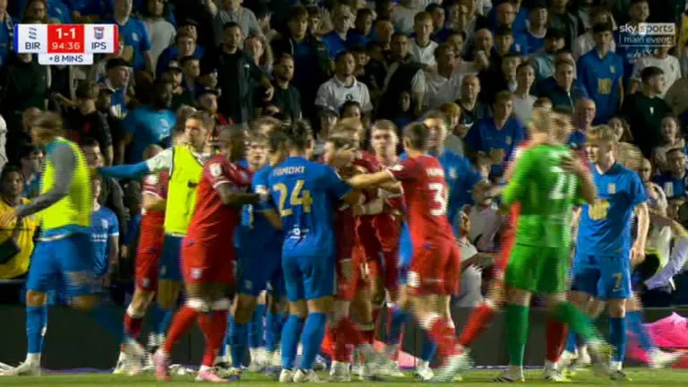 Birmingham's clash with Ipswich descended into chaos as a brawl broke out between players
