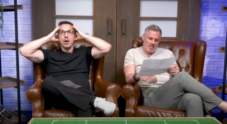 คาร่า ล้อเลียน อาร์เตต้า ระหว่างร่วม ทำนายผล พรีเมียร์ลีก กับ เนวิลล์