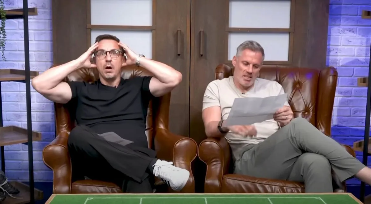 คาร่า ล้อเลียน อาร์เตต้า ระหว่างร่วม ทำนายผล พรีเมียร์ลีก กับ เนวิลล์